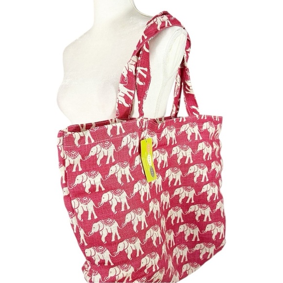 Rockflowerpaper Handbags - NWT- RockFlowerPaper Elephant Pink Jute Tote